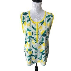 Oiselle Womens Athletic Running Top Lemon Print Half Zip Size 12